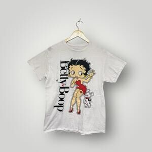 Betty Boop Graphic T-Shirt White Cartoon Tee Bell+Boom Size M Mens